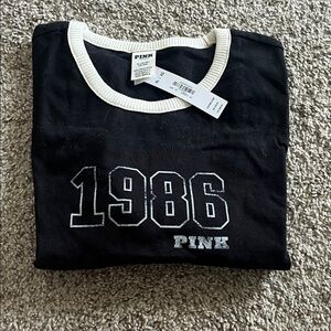Black and White 1986 PINK Crop Tee